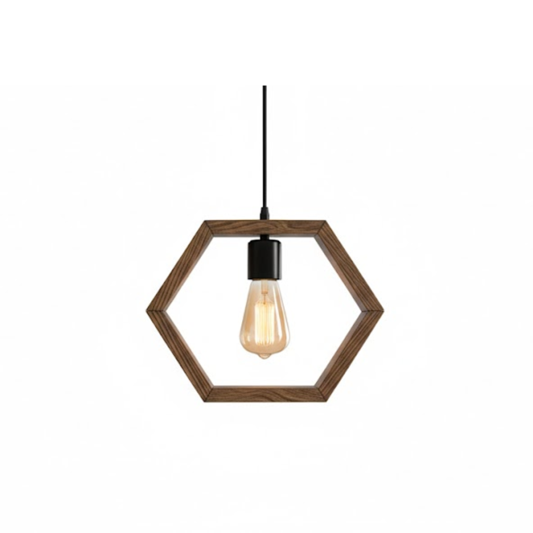 Single Ceiling Pendant Natural Wood Transparent Insulating Paint – Burnt Wood Style – Model SKN-021 from Oscar Furniture