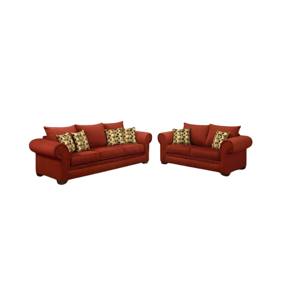 Beech wood sofa set - velor fabric - ENT-043