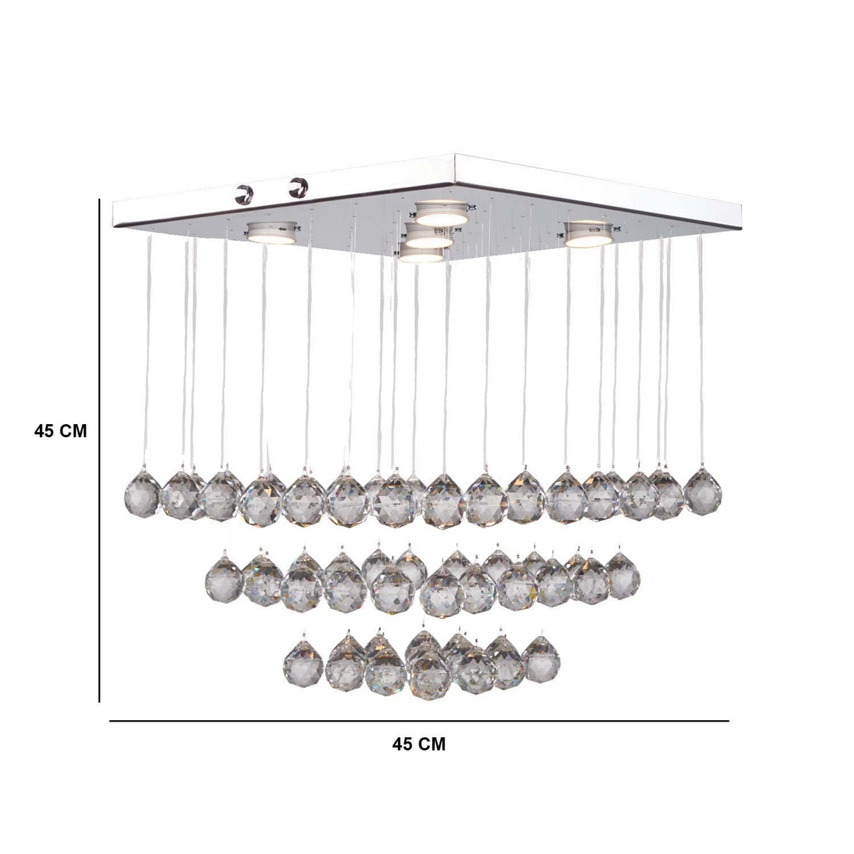 Stainless steel and crystal chandelier with a luxurious design that adds a touch of elegance.