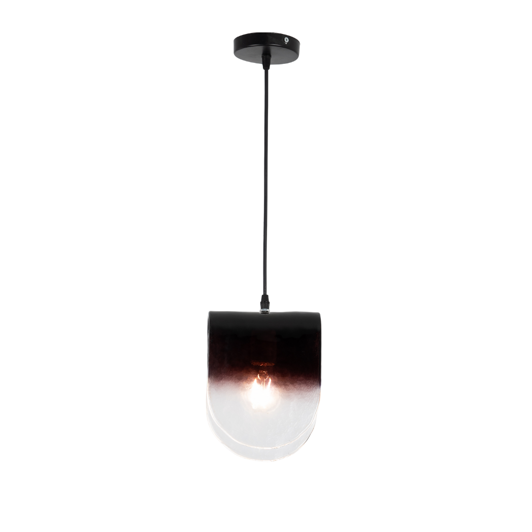 Modern Glass Pendant WDD-014 – Elegant Design with Transparent Fume Glass and E27 Light Bulb