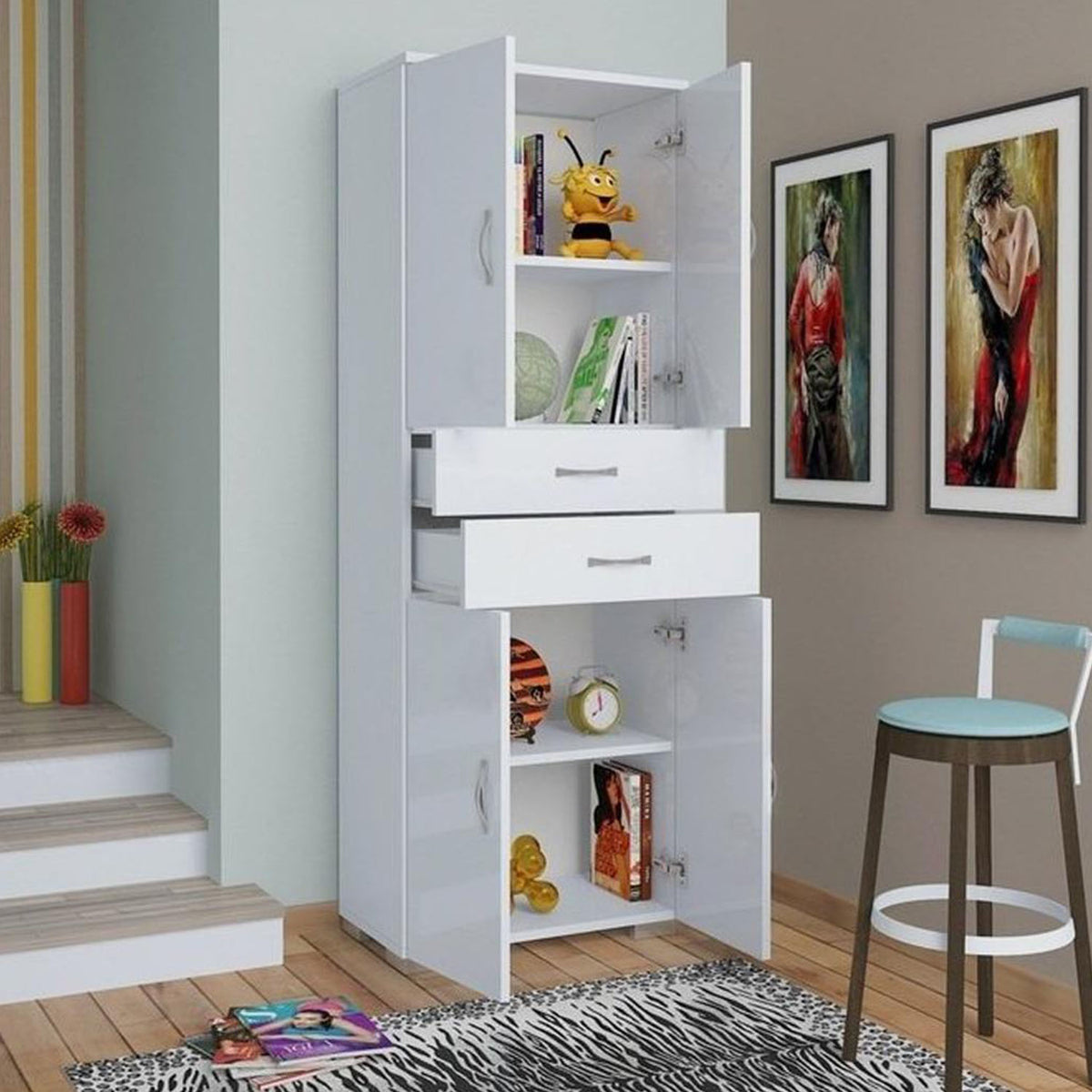 Wooden countertop kitchen storage unit with MDF layer - KYN-156