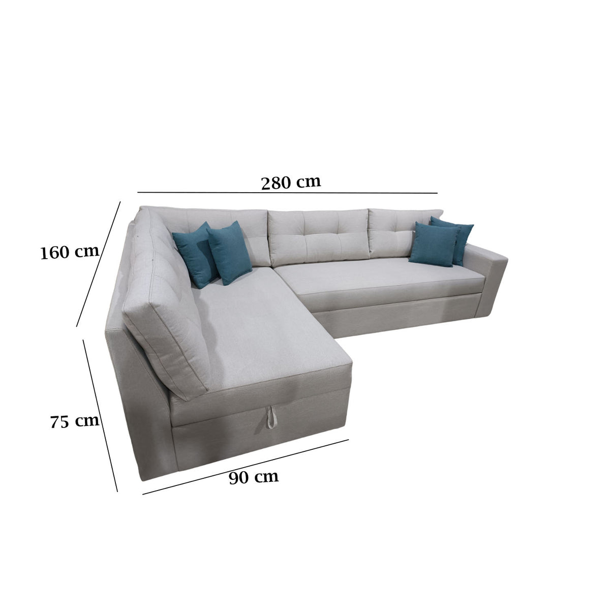 Manx 3-seat sofa with full back - red beech wood - HST-050