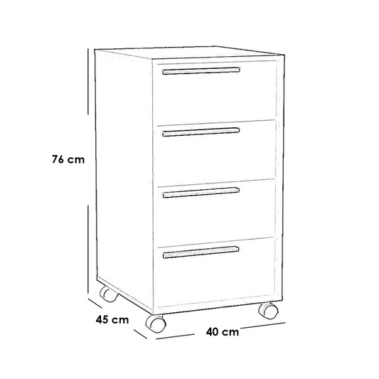Black MDF drawer unit - 76x40x45 cm - OSM-553