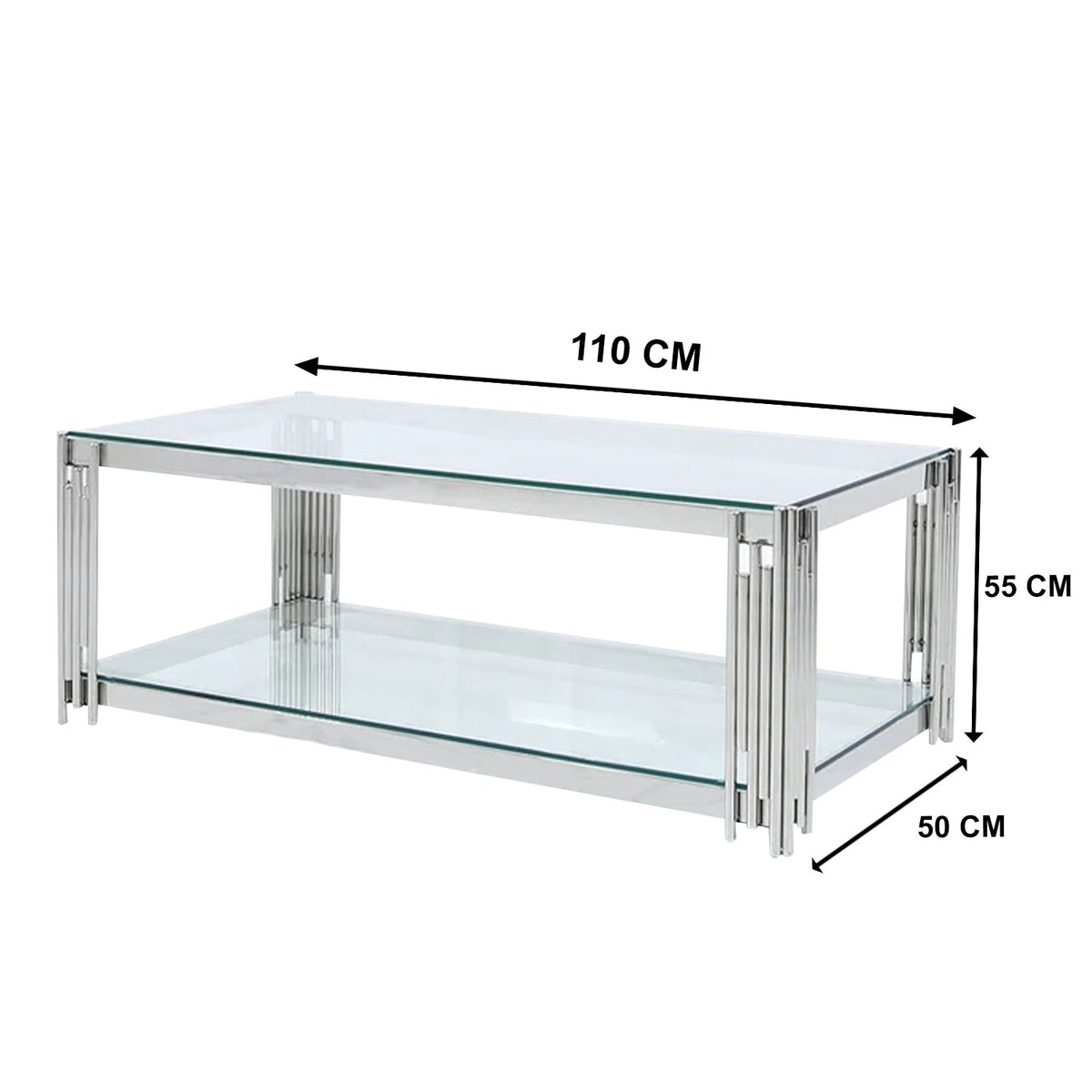 The coffee table 110 * 55 glass