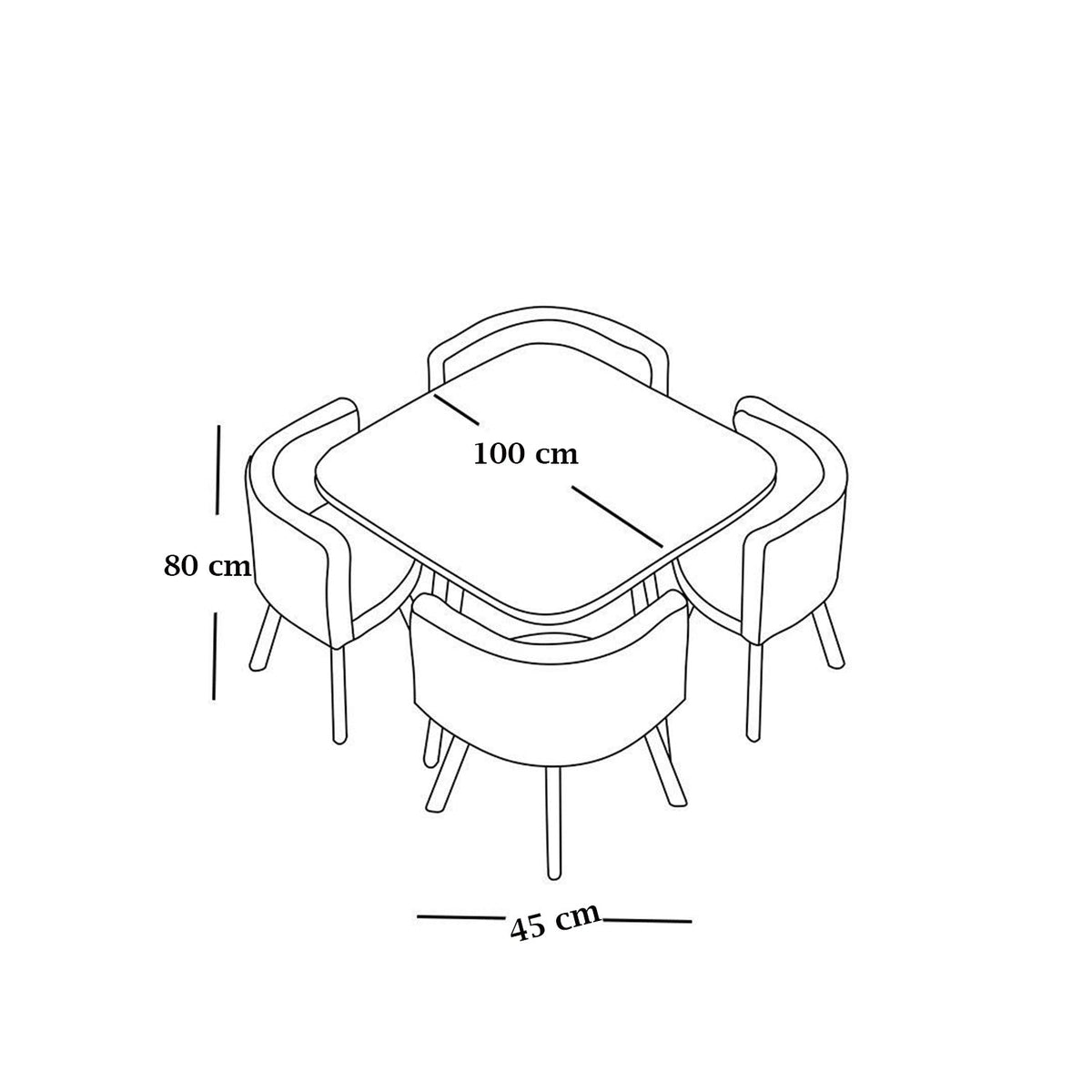 Dining table - 5 pieces of high quality beech wood - KYN-184