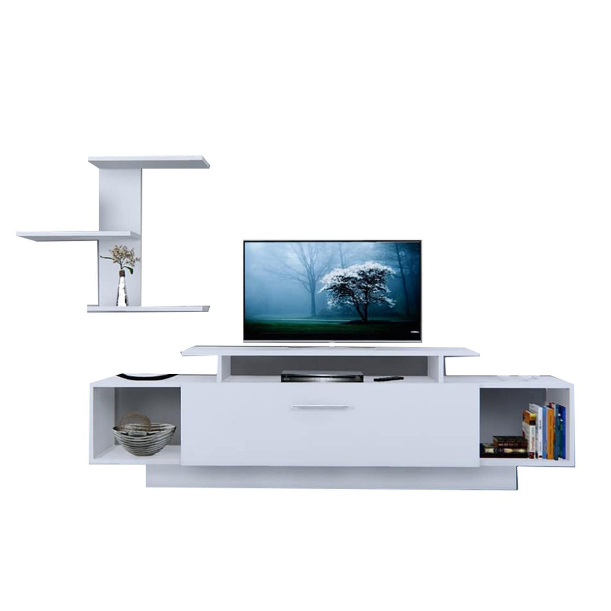 Amitra TV unit with shelving unit and MDF top shelf unit