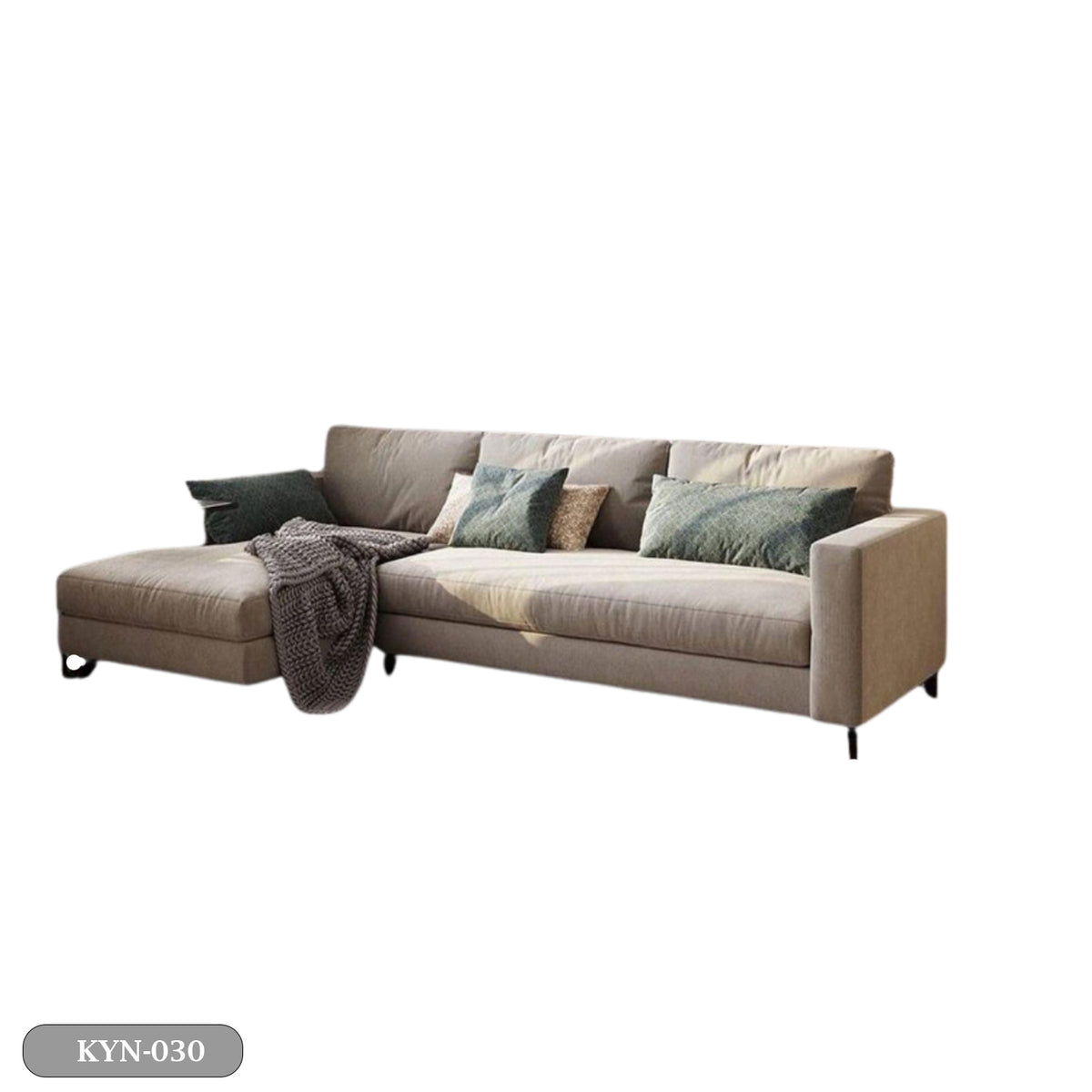 Beech wood corner sofa with linen or velvet fabric - KYN-030