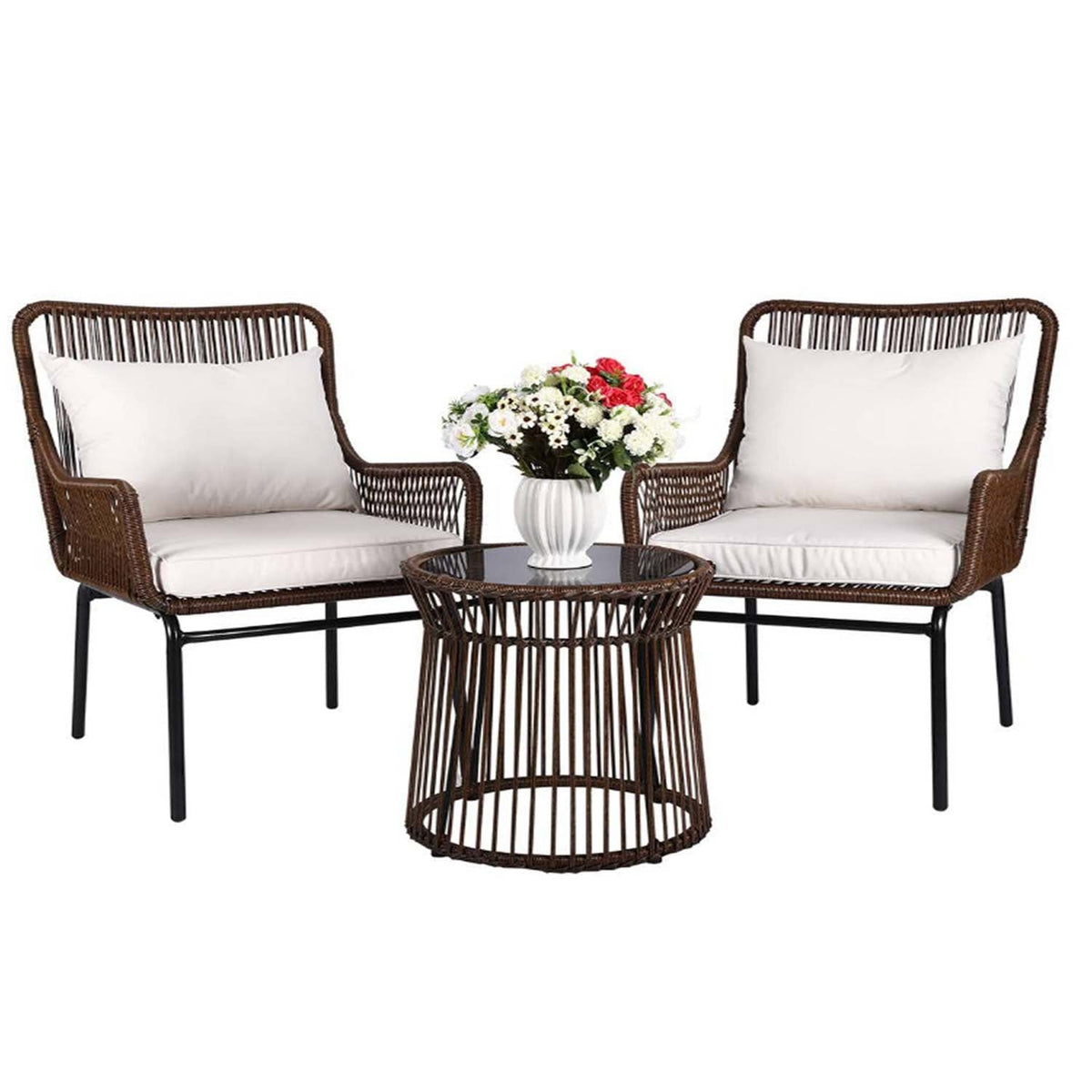 Set of 2 chairs and a table made of rattan - OS-301