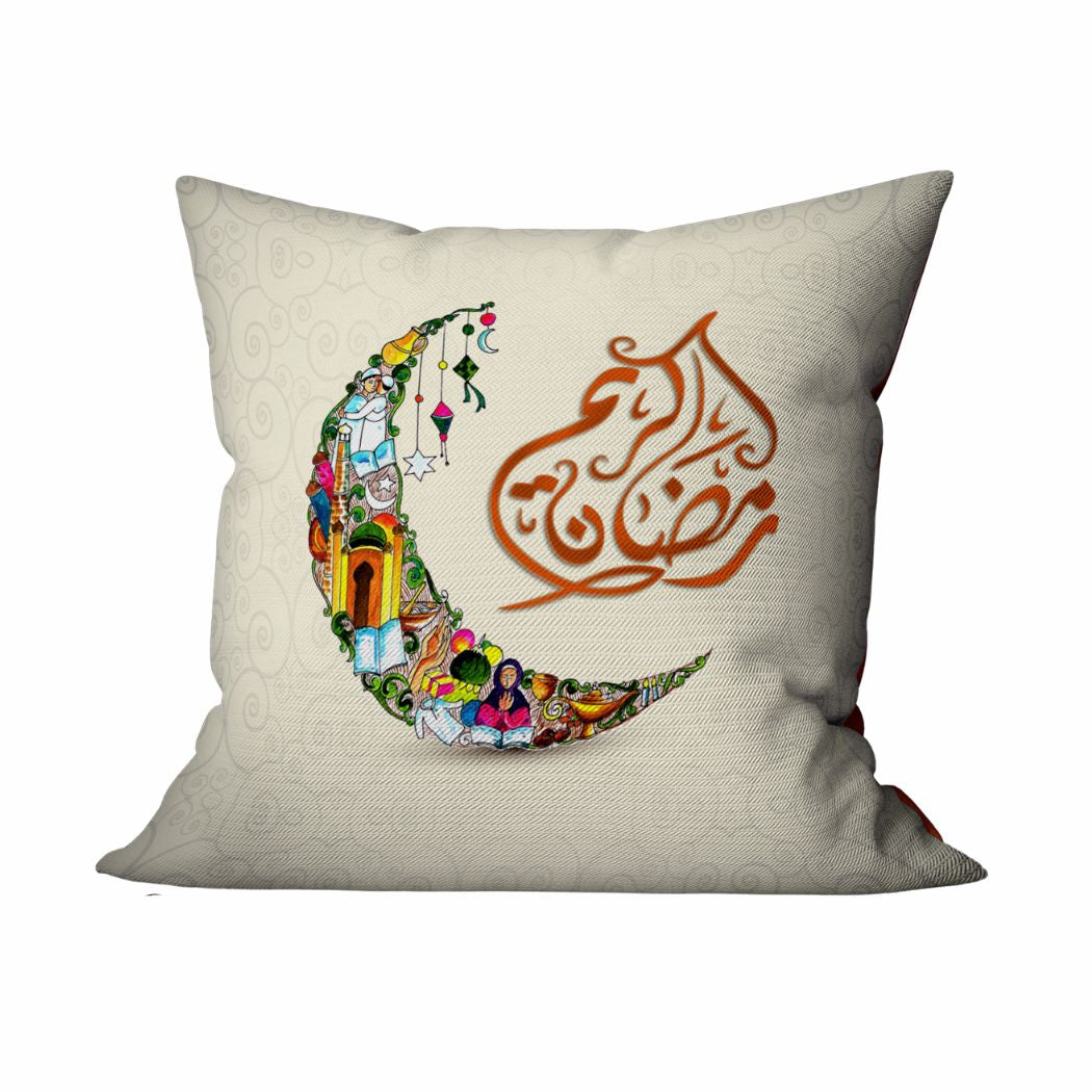 Ramadan Cushion 40×40 cm with Fiber Filling and Zipper – Elegant Ramadan Design | OS-RAM-035