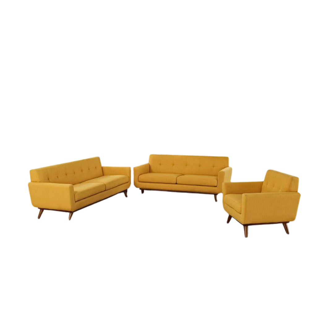 Beech wood sofa set - Koya linen fabric - ENT-046