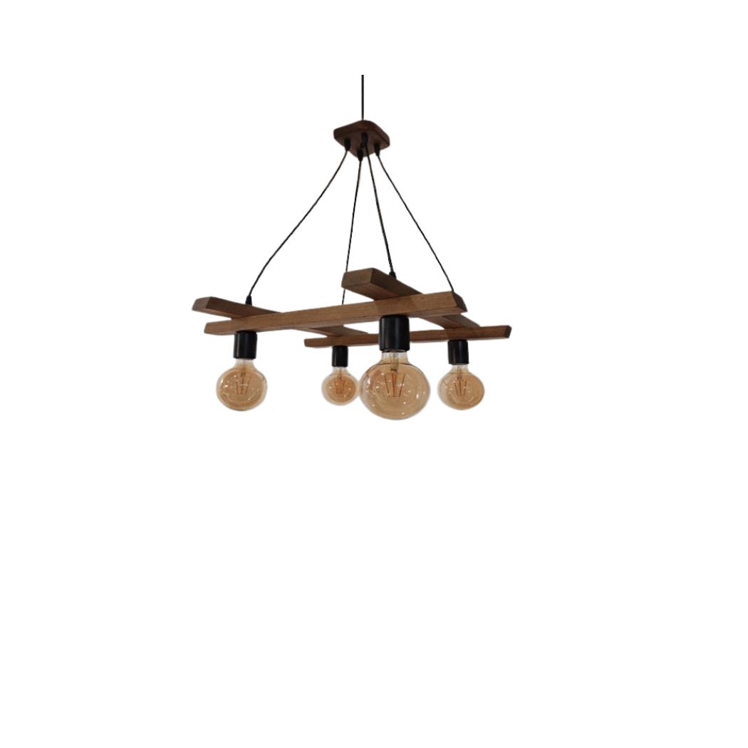 Natural Wood Chandelier with Reddish Brown Paint – Model SKN-015 from Oscar Furniture