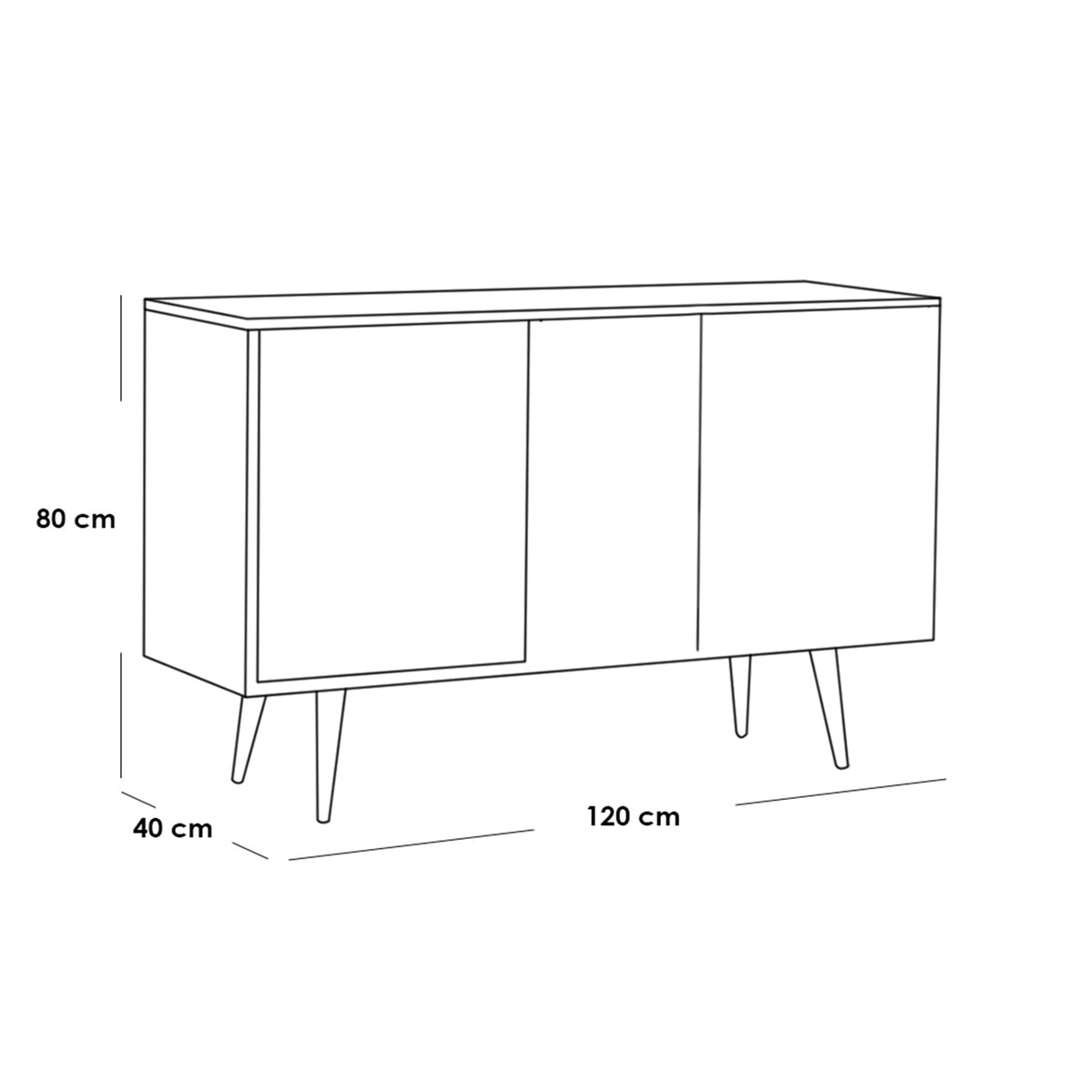 White and black MDF buffet - 80 x 120 x 40 cm - OSM-578