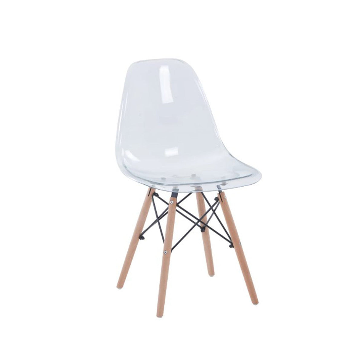 Modern transparent acrylic chair with red beech wood legs - RYL-022
