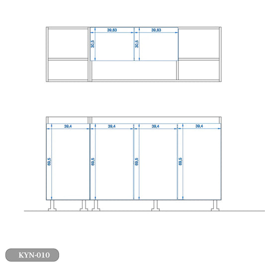 Two-piece kitchen with wood countertops and MDF wood - KYN-010
