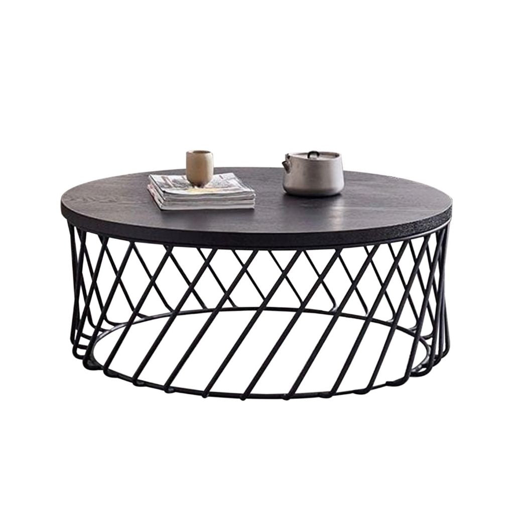 Square Coffee Table with Glass Top and Iron Frame for Modern Decor REL-033