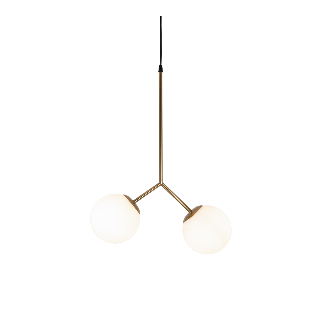 Modern Ceiling Pendant WDD-007 – Luxurious Gold Design with White Glass and Two E27 Light Bulbs
