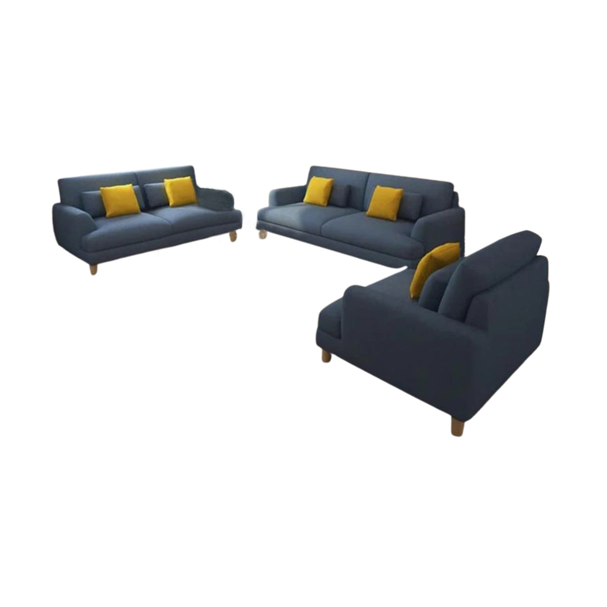 Beech wood sofa set - velor fabric - ENT-036