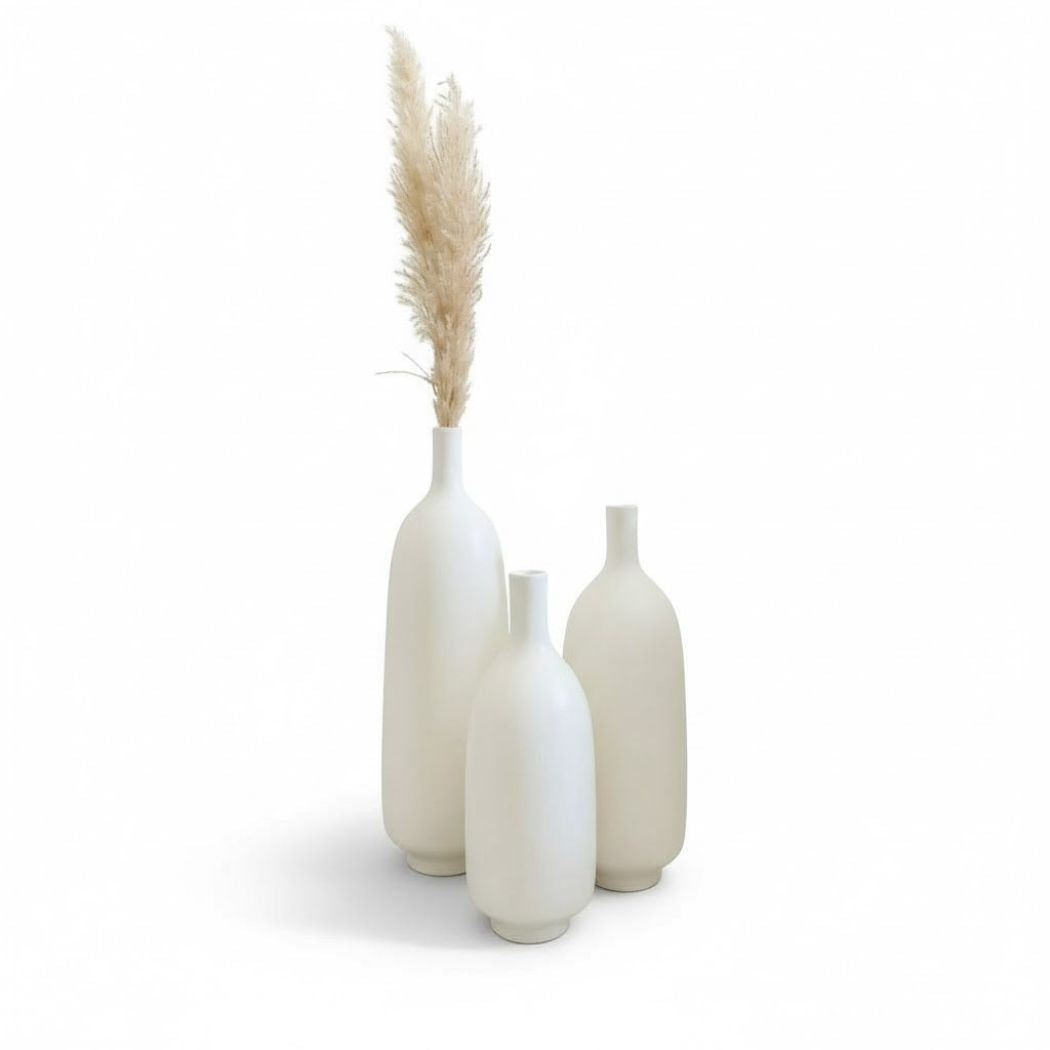Set of 3 Ceramic Vases with Balanced Gradient in White – KHK-010