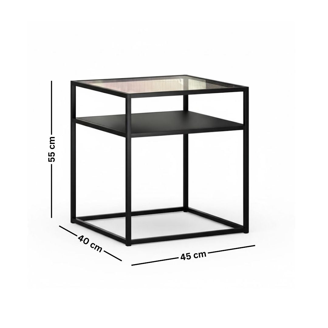ترابيزة جانبية استيل مطلي – سطح زجاج وMDF – تصميم عصري أنيق – موديل ZSL-003