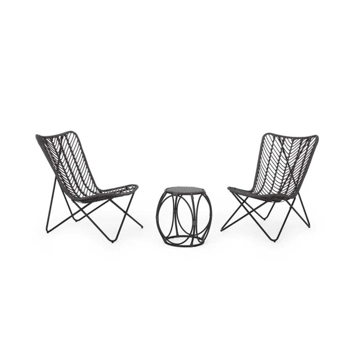 Set of 2 chairs and a table made of rattan -OS-246