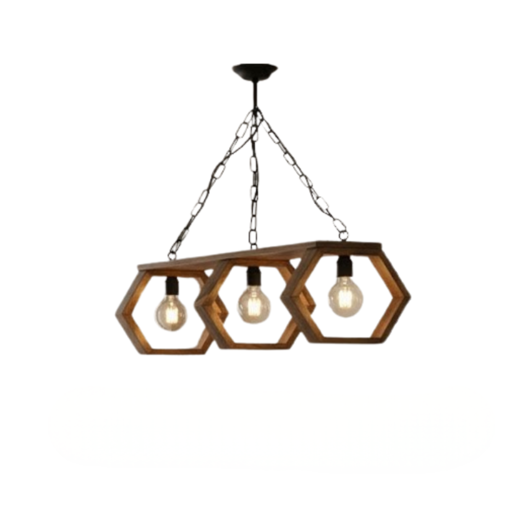 Natural Wood Chandelier with Transparent Insulating Paint – Burnt Wood Style – Model SKN-023 from Oscar Furniture