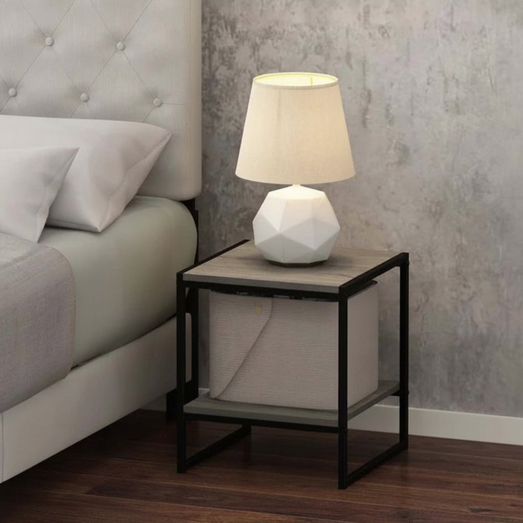 Iron and Melamine Wood Side Table - MTC-095