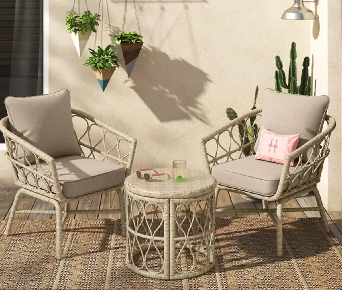 Set of 2 chairs and a table made of rattan - OS-283