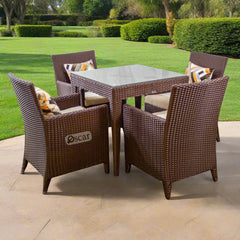 Rattan dining set, 4 chairs and a table