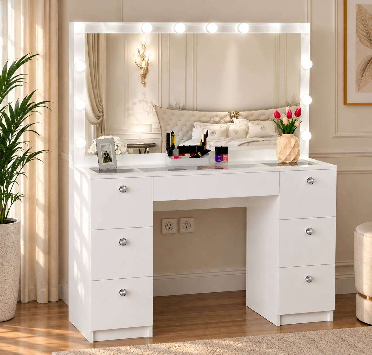 تسريحة غرفة نوم من خشب MDF عالي الجودة – تصميم عصري أنيق