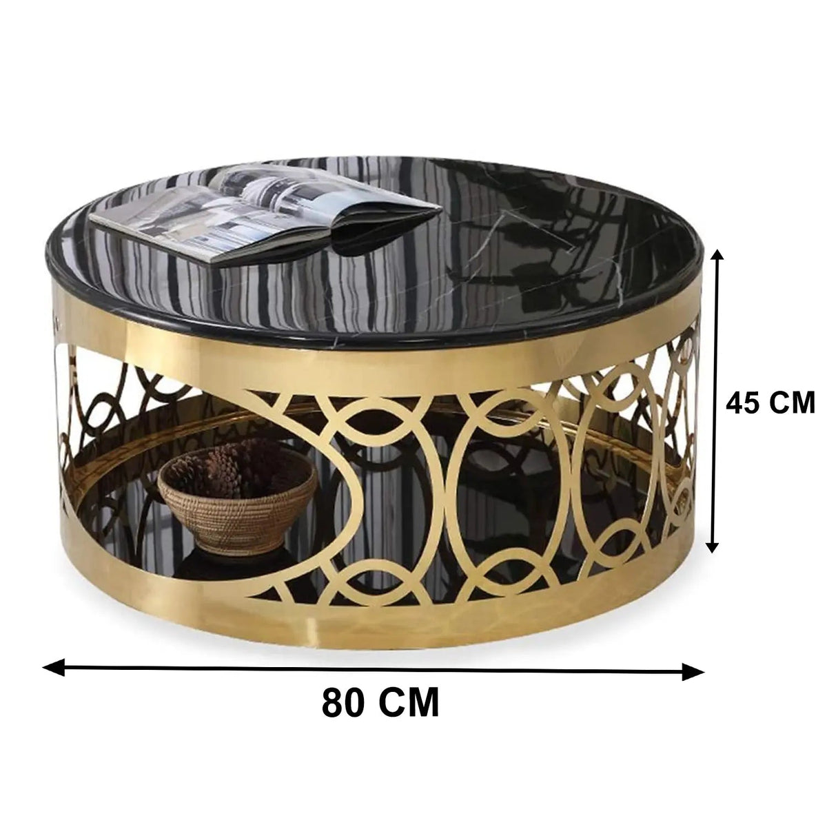 Belira coffee table 80 * 45 glass and marble