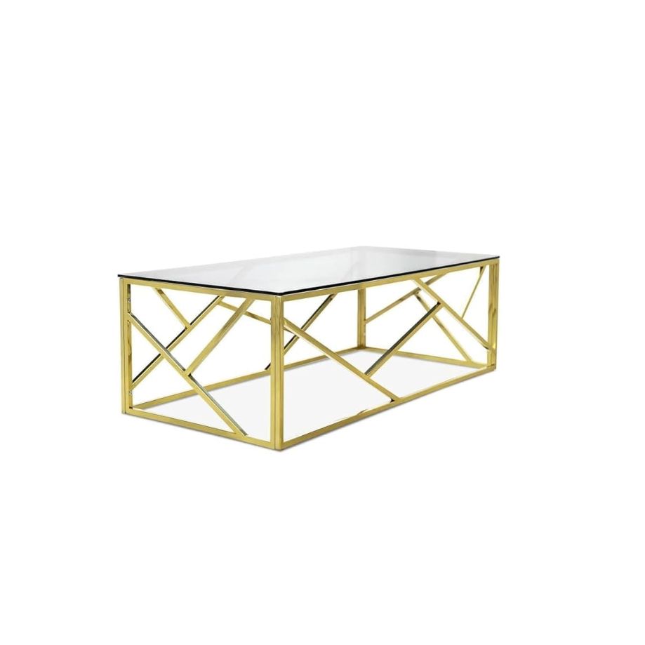 Steel coated coffee table – 6 mm transparent glass top – luxurious modern design – model ZSL-037