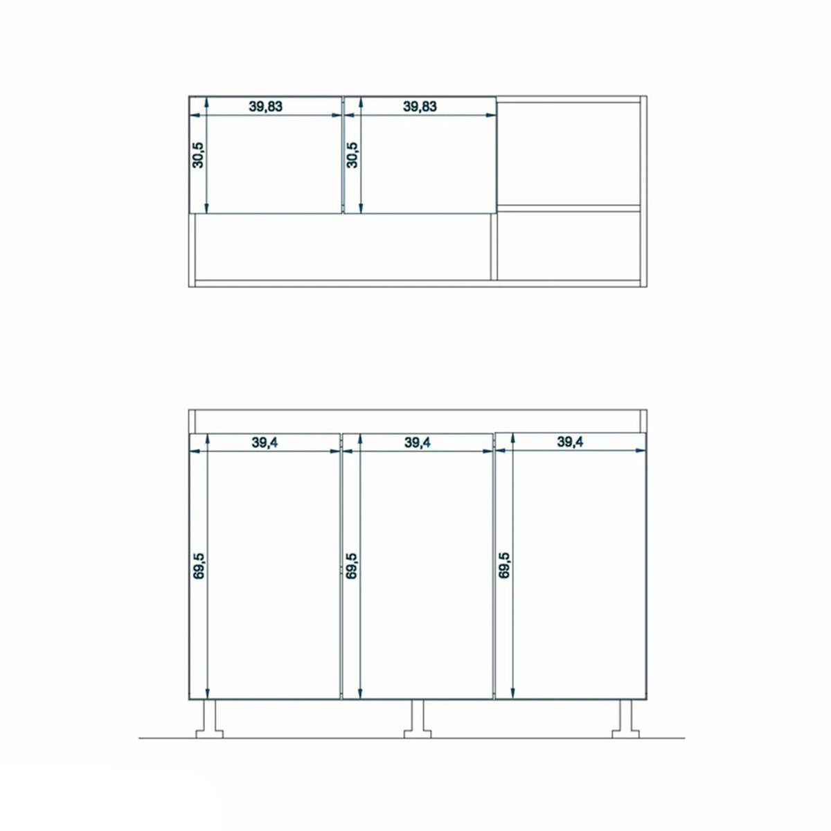 Two-piece kitchen with wood countertops and MDF wood - KYN-014
