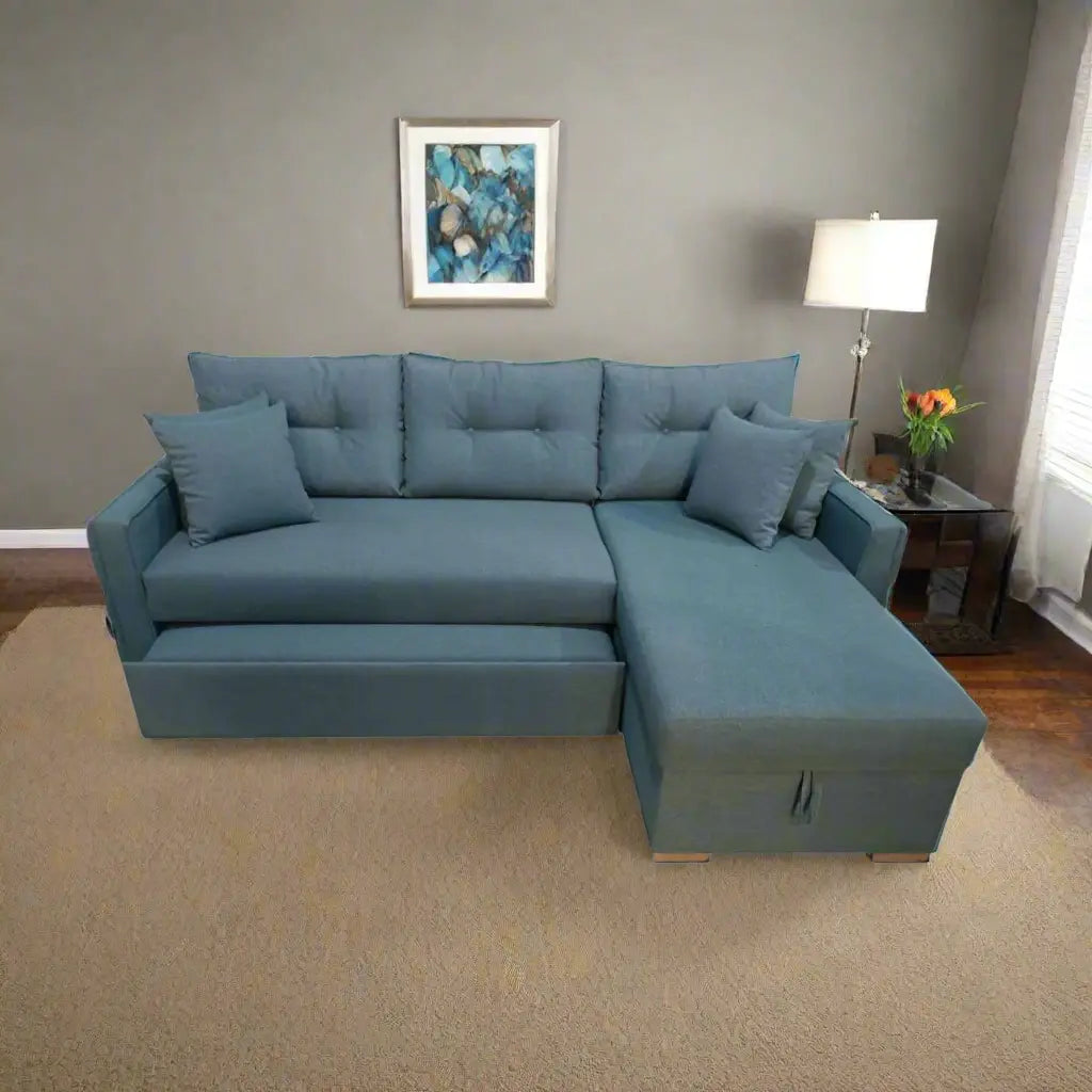 Manx sofa, 2 seater, bed and storage drawer - red beech wood - HST-045