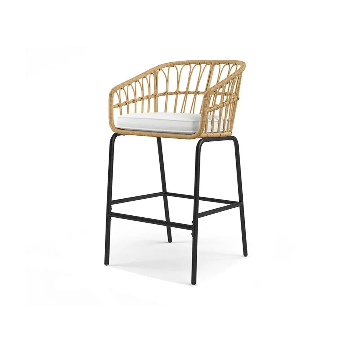 Luxury rattan bar stool with a rust-resistant iron frame for kitchens and cafes - OS-239