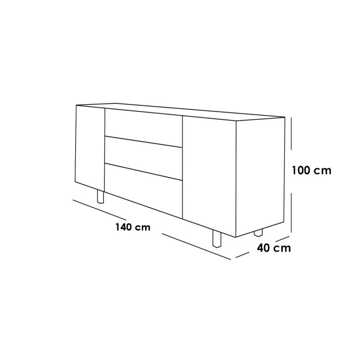 White MDF Buffet - 100 x 140 x 40 cm - OSM-565