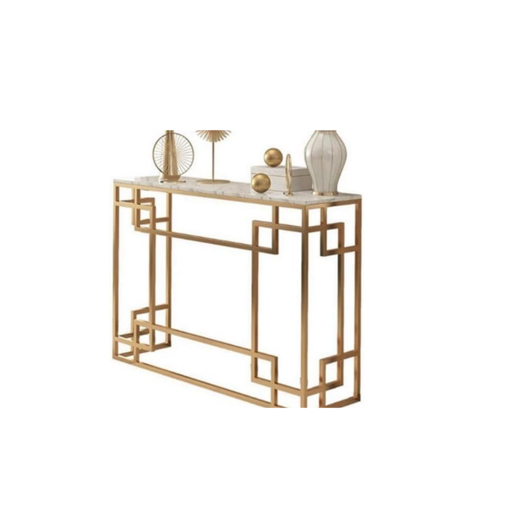 Steel coated console – luxury natural Carrara marble surface – elegant modern design – model ZSL-027