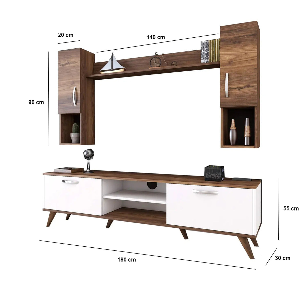 ترابيزة تليفزيون مع وحدات اضافية خشب MDF عالي الجودة - HFS-127