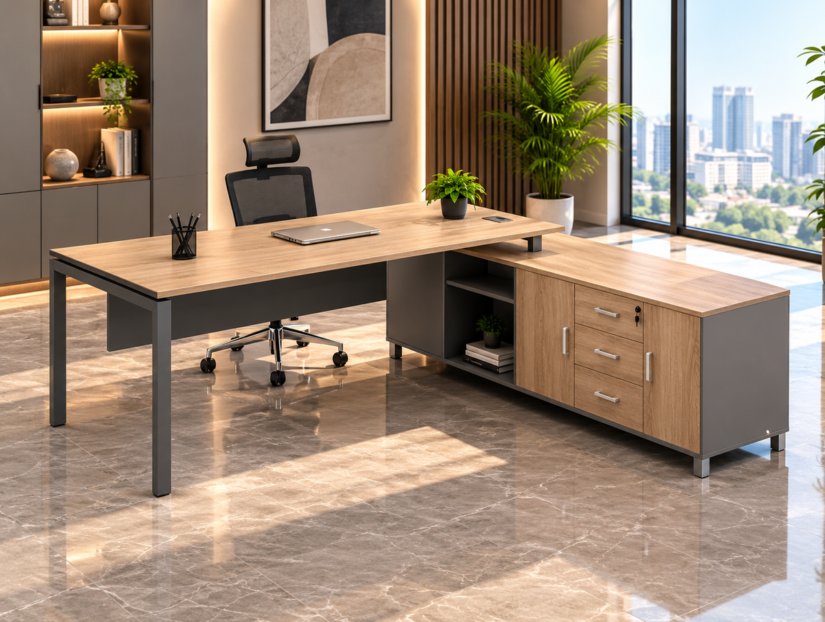 Premium MDF Wooden Manager’s Desk with a Luxurious Design – Model HFS-082