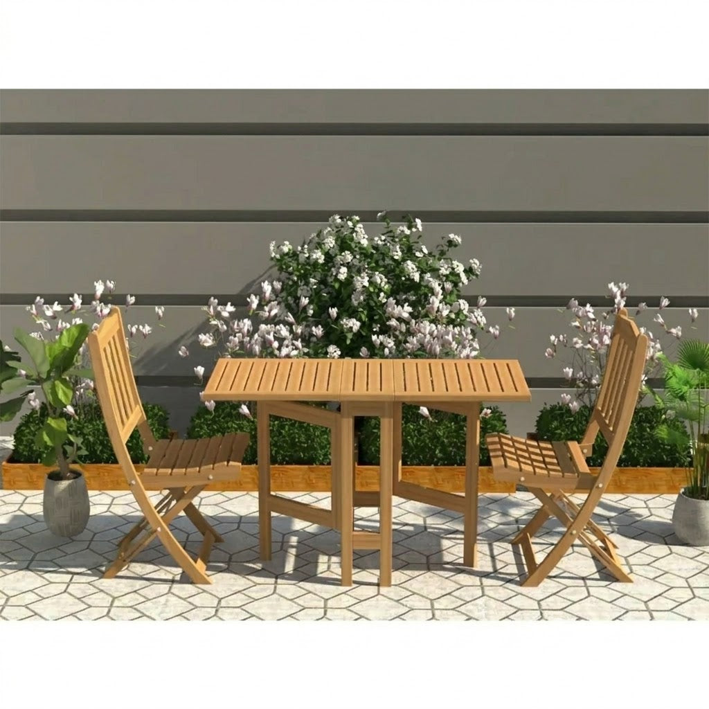 Set of 2 chairs + red beech wood table - OBG-027
