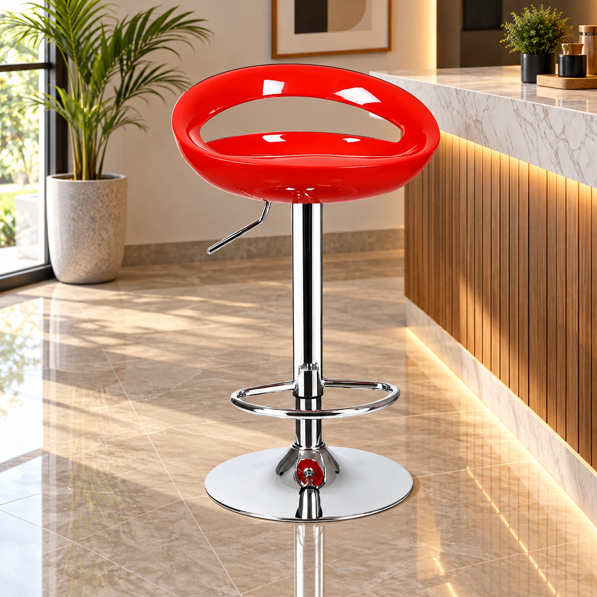 Tori Hydraulic Bar Stool - Red