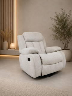 Regular lazy boy made of beech wood and Panda fabric – White – Oscar Furniture – OFF-OSS-LEZ-001