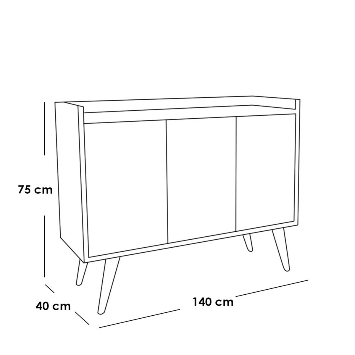 MDF and Musky Wood Buffet - 40 x 75 x 140 cm - OSM-589