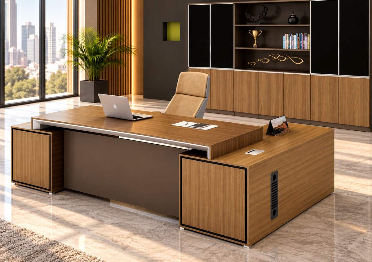 High-quality Spanish MDF wooden manager’s desk – modern and durable design | CEM-159