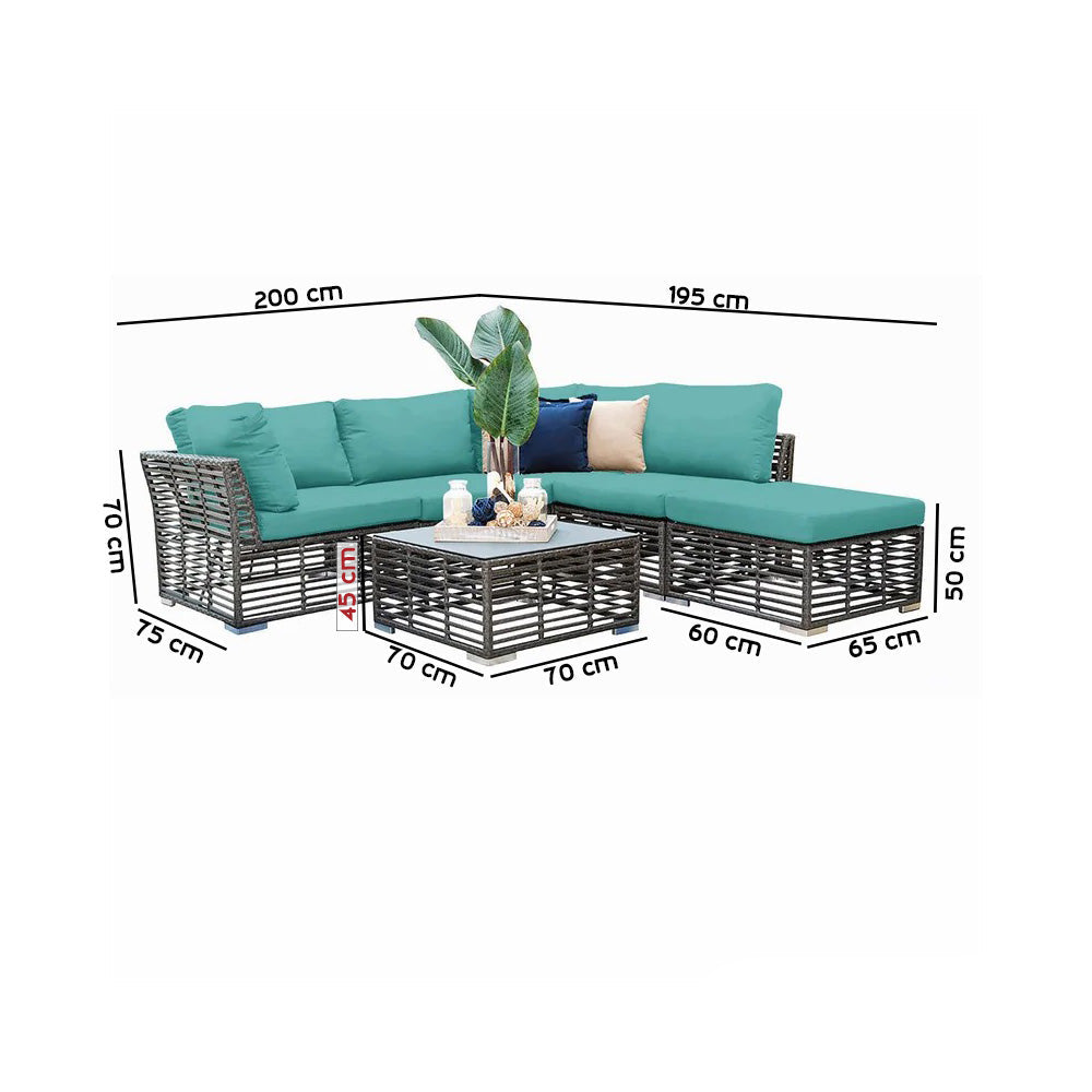 Acacia rattan corner set for 5 people