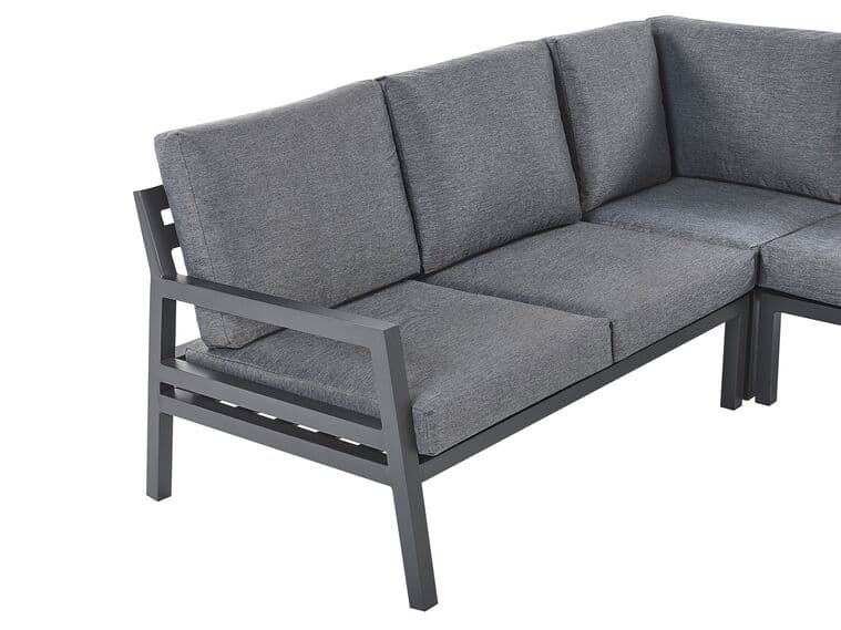 Modern outdoor corner sofa 200×200 cm – wrought iron and gray fabric