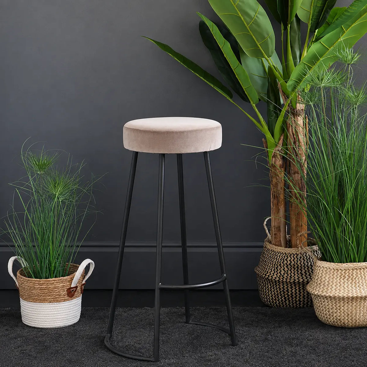 Velvet Fabric Bar Stool - 45x78 cm - OFF-OUA-021