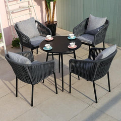 Dining set 4 chairs and iron table rust-resistant - modern durable design