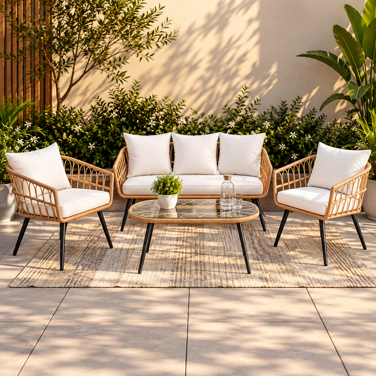 Sydney One Rattan Set for 4 persons