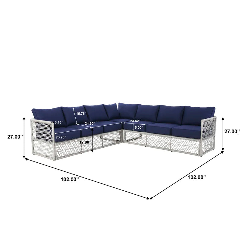 A rattan corner sofa is enough for 7 people.