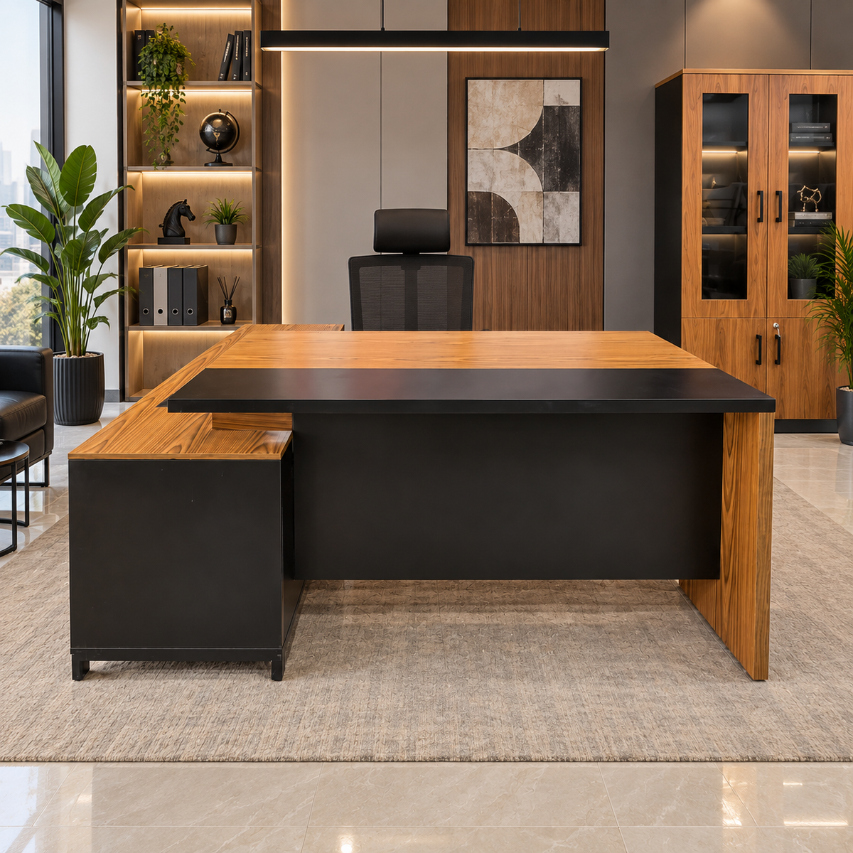 High-quality MDF wooden manager's desk from Oscar Furniture OFF-MAN-SAT-0022